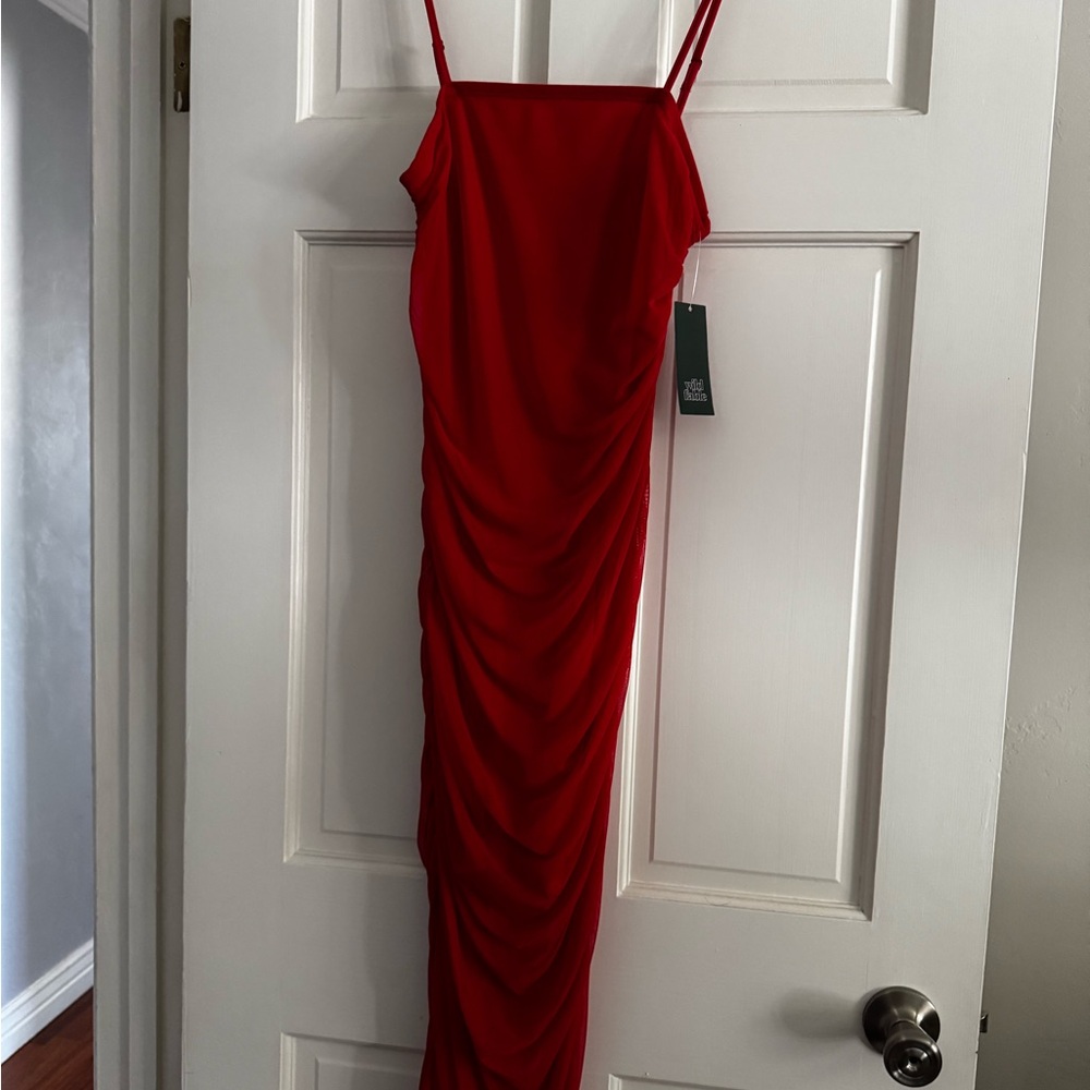 Elegant Red Ruched Dress